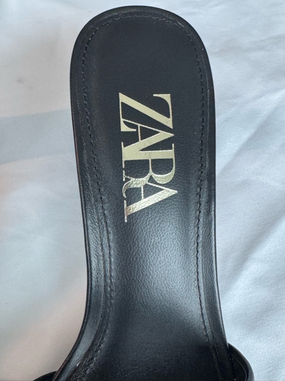 Zara Black Square-Toe Leather Mule Heels - Picture 3 of 3